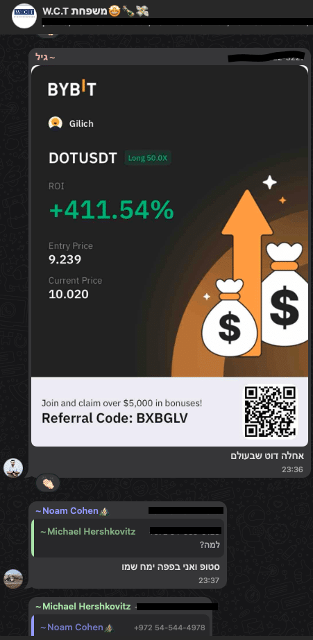 תוצאות מסחר - צילום מסך